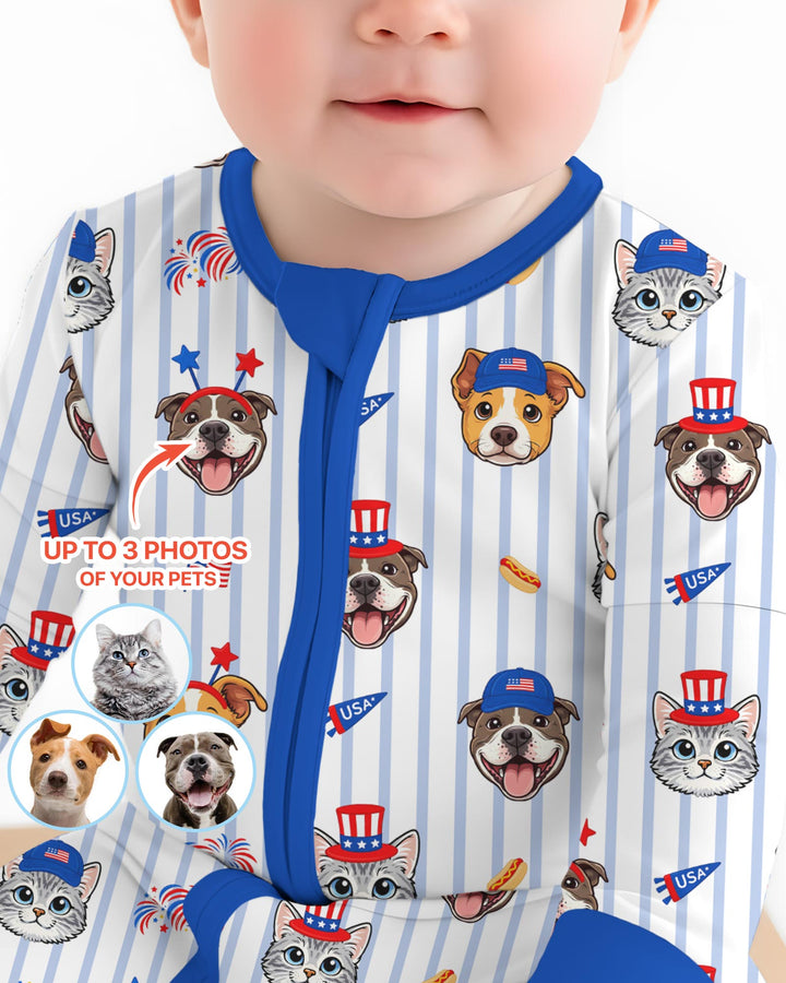 Custom Pet Image 4th of July Family Matching Bamboo Convertible Zippy