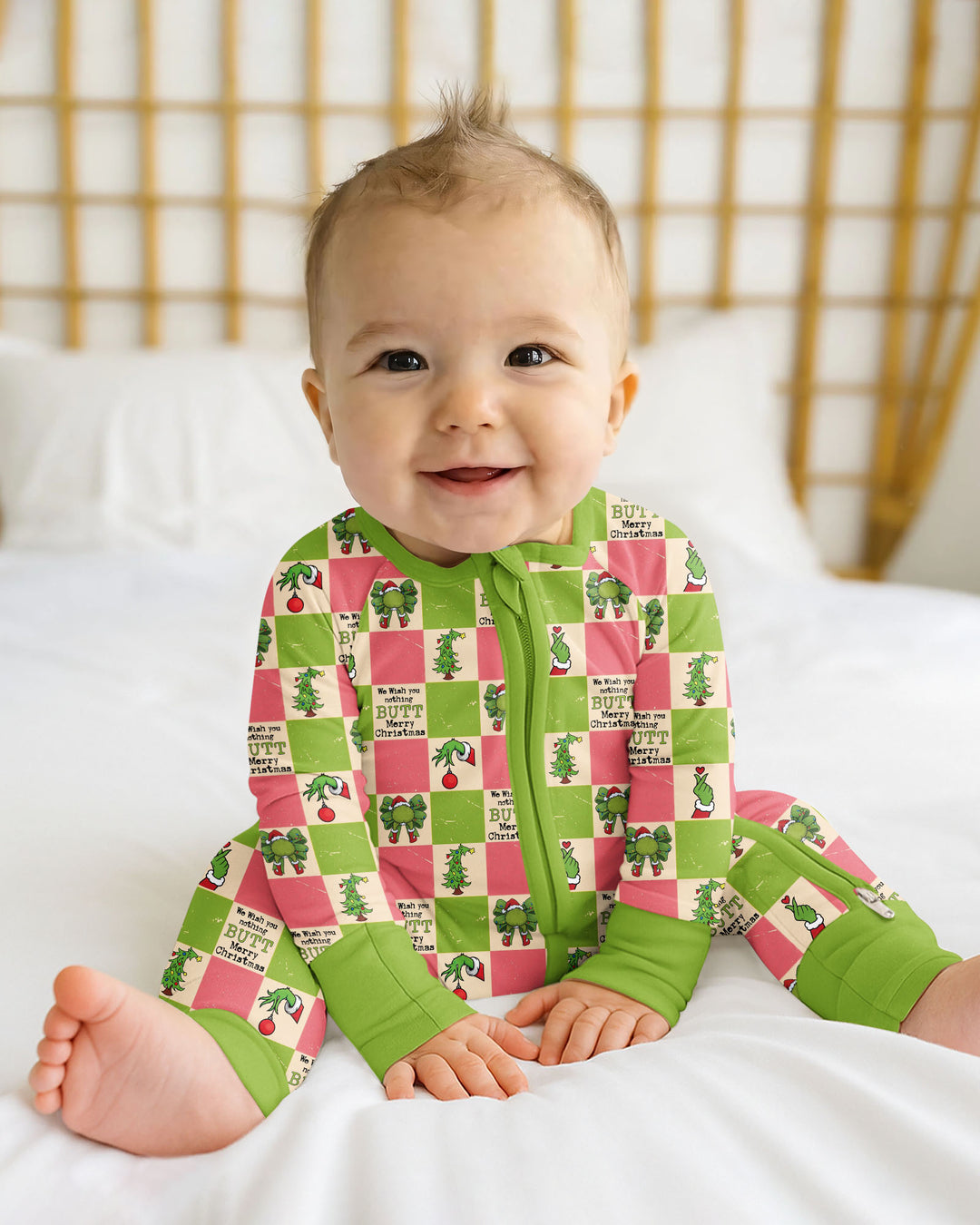 Nothing Butt Merry Christmas Checkerboard Bamboo Convertible Zippy