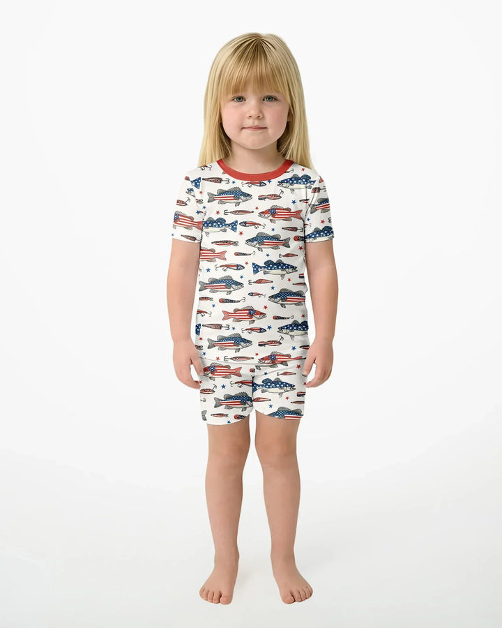 Hooked On Freedom Bamboo Two Piece Short Sleeve Shorts Pajama Set