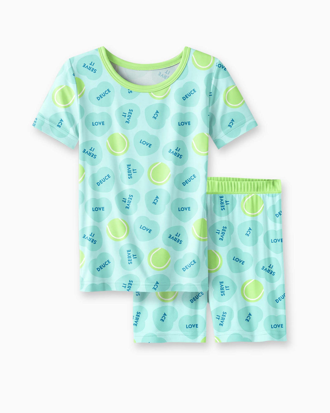 Tennis with Love Two Piece Short Sleeve Shorts Pajama Set