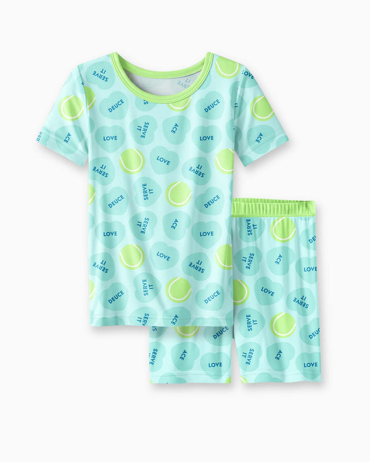Tennis with Love Two Piece Short Sleeve Shorts Pajama Set