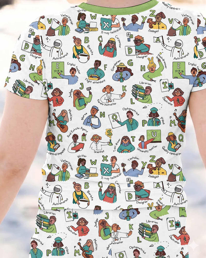 Jobs Alphabet Bamboo Two Piece Short Sleeve Pajama Set