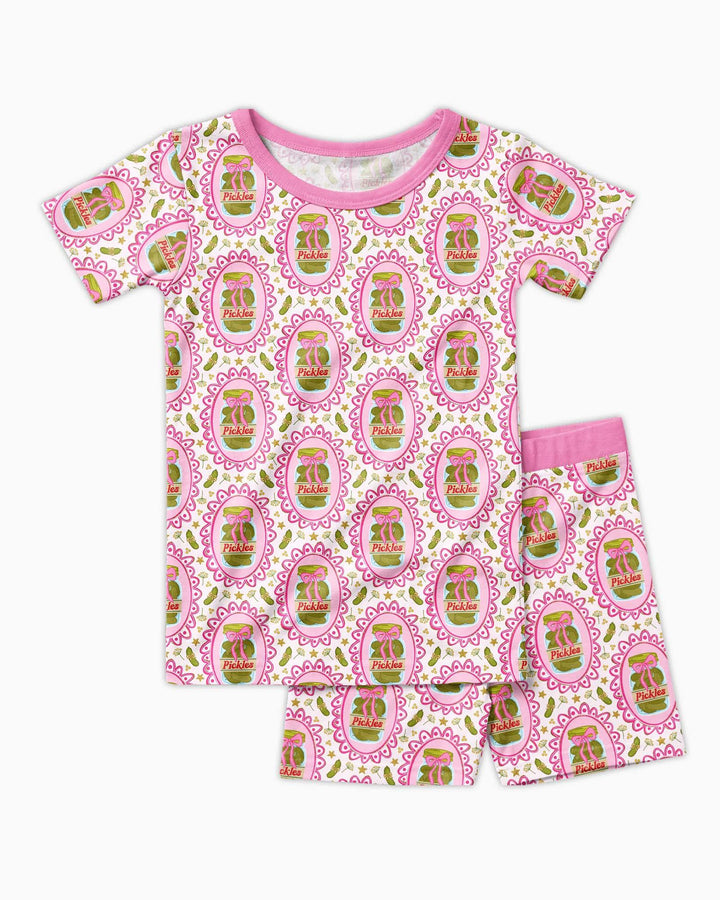 Pickle Coquette Bamboo Two Piece Short Sleeve Shorts Pajama Set