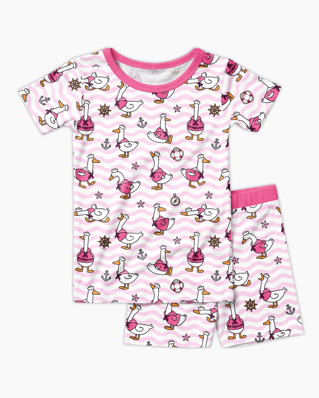 Silly Goose Sailor Bamboo Two Piece Short Sleeve Shorts Pajama Set
