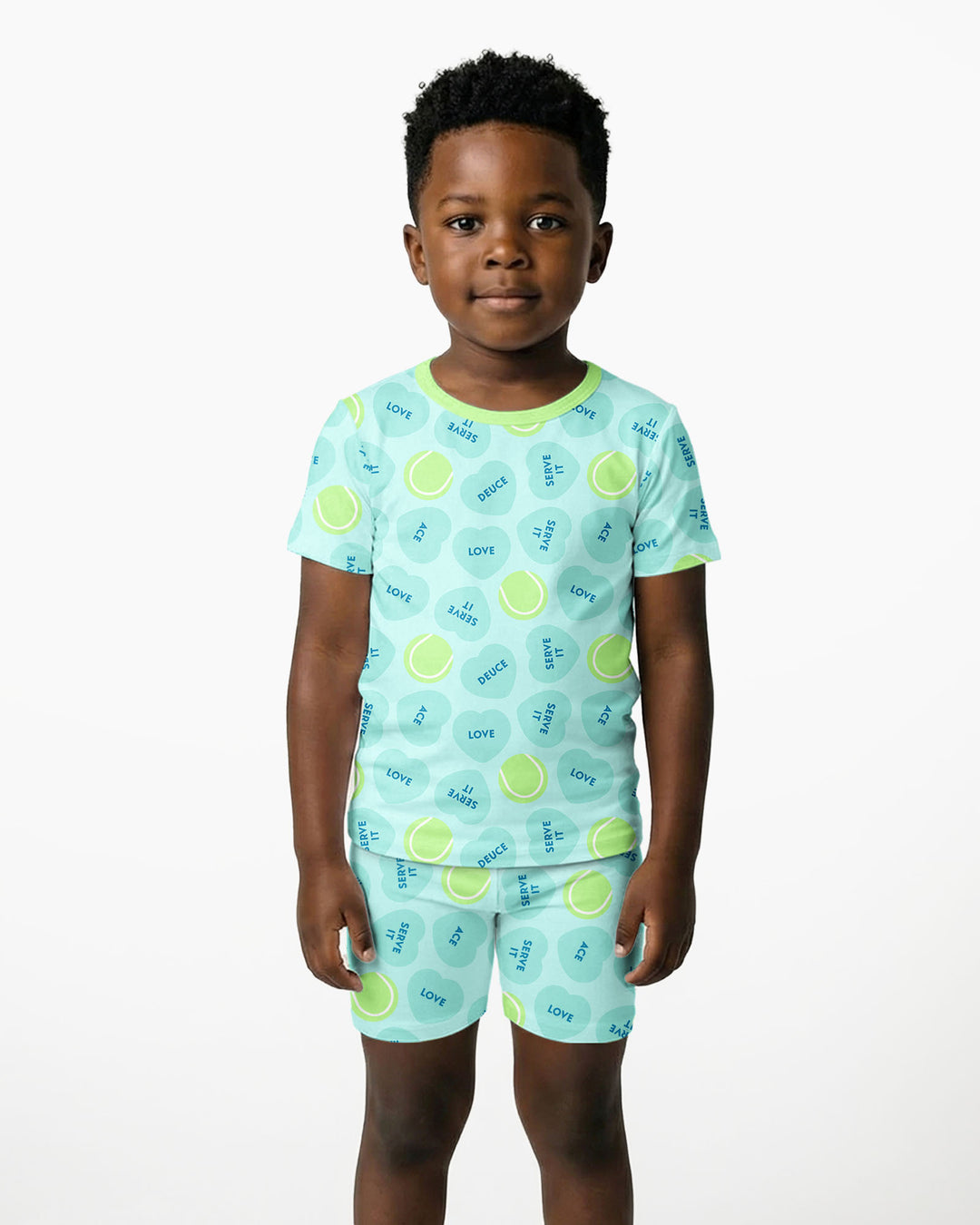 Tennis with Love Two Piece Short Sleeve Shorts Pajama Set