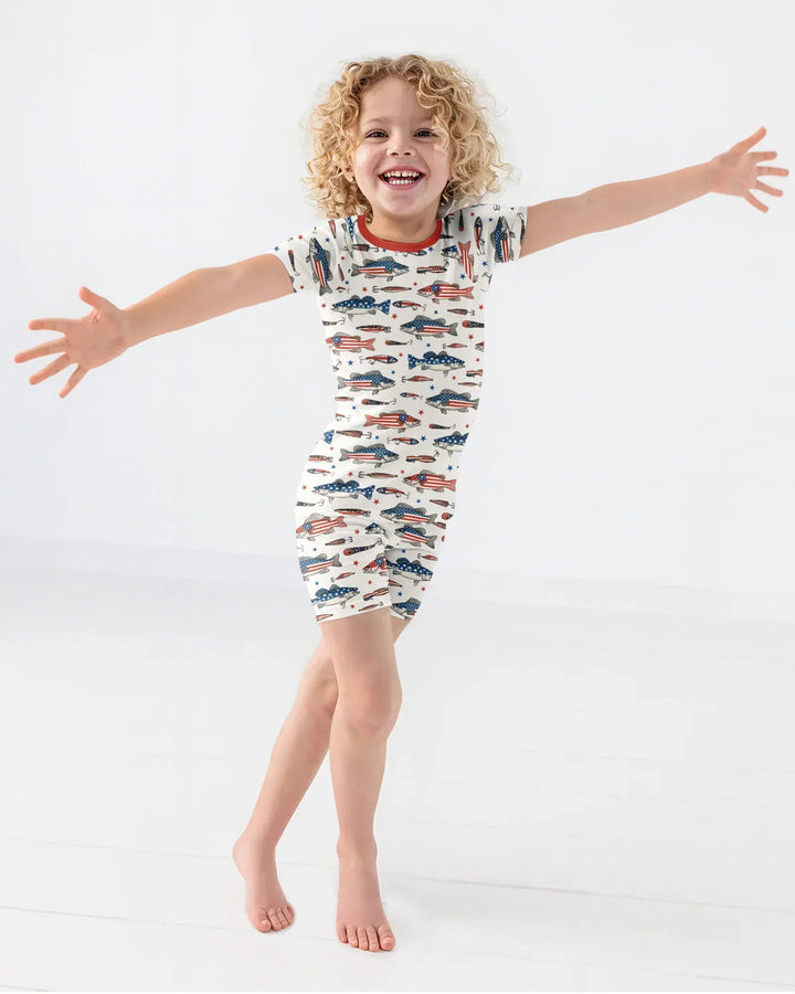 Hooked On Freedom Bamboo Two Piece Short Sleeve Shorts Pajama Set