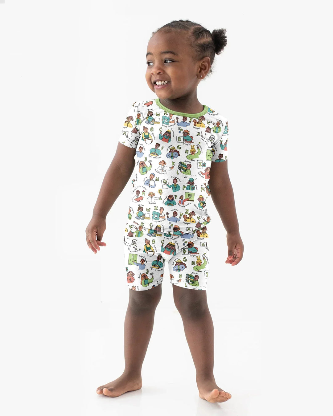 Jobs Alphabet Bamboo Two Piece Short Sleeve Shorts Pajama Set