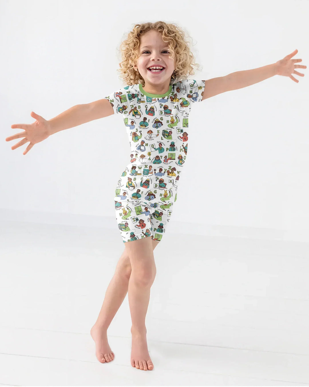 Jobs Alphabet Bamboo Two Piece Short Sleeve Shorts Pajama Set