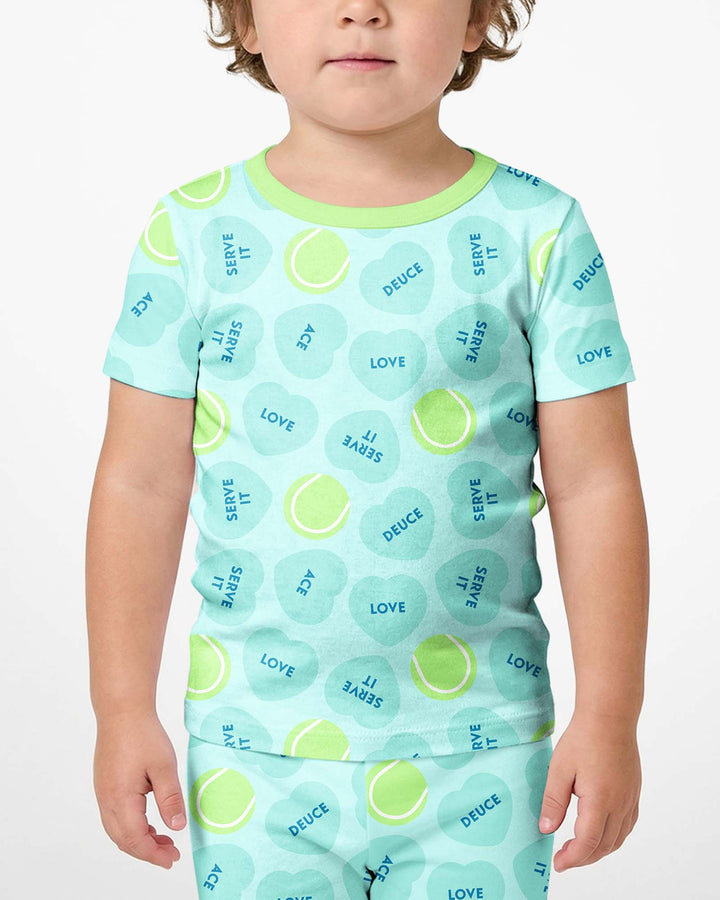Tennis with Love Two Piece Short Sleeve Shorts Pajama Set
