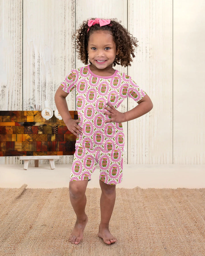 Pickle Coquette Bamboo Two Piece Short Sleeve Shorts Pajama Set