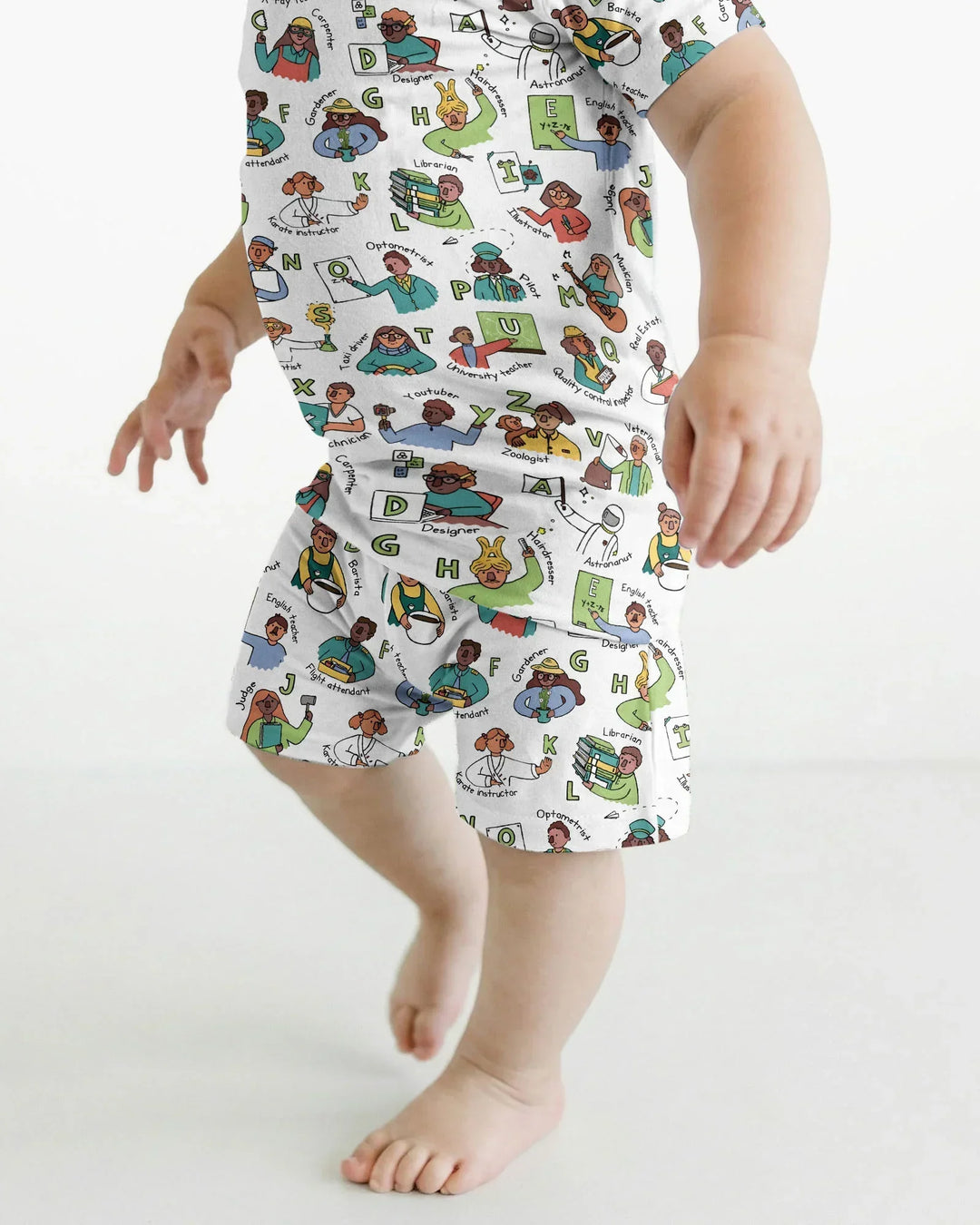 Jobs Alphabet Bamboo Two Piece Short Sleeve Shorts Pajama Set