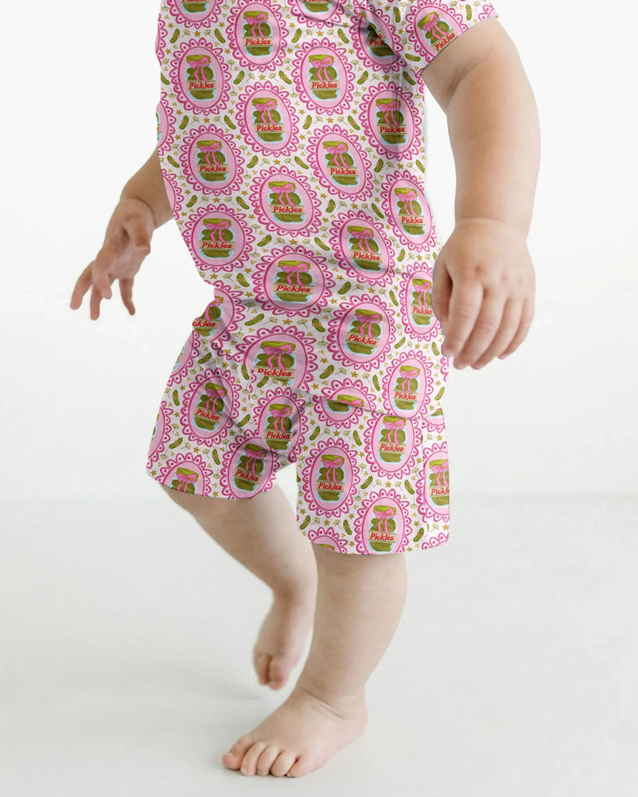 Pickle Coquette Bamboo Two Piece Short Sleeve Shorts Pajama Set