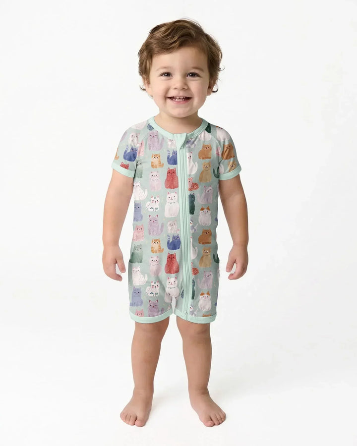 Enchanted Happy Kitty Family Matching Bamboo Shorty Zippy