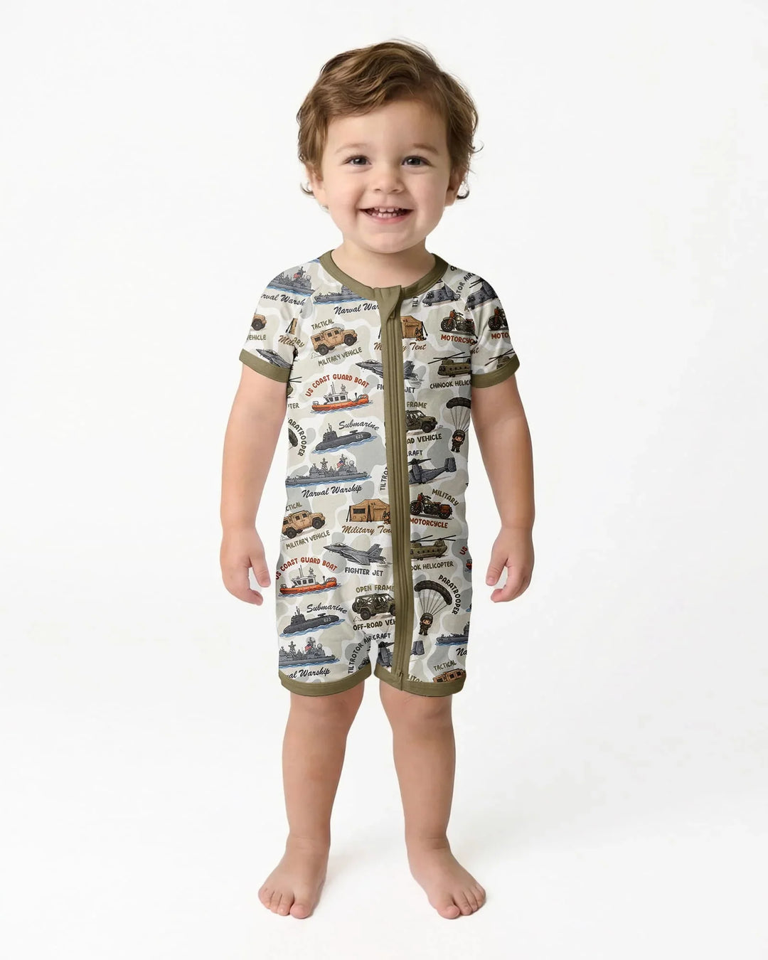 Little Hero Military Family Matching Bamboo Shorty Zippy