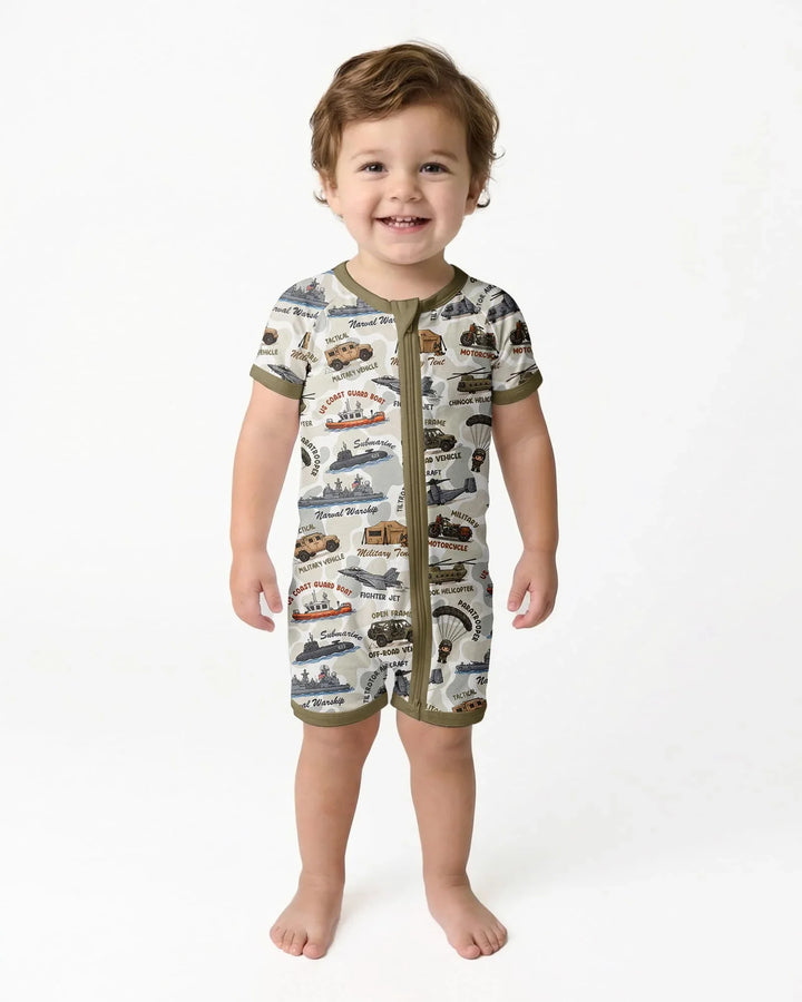 Little Hero Military Family Matching Bamboo Shorty Zippy