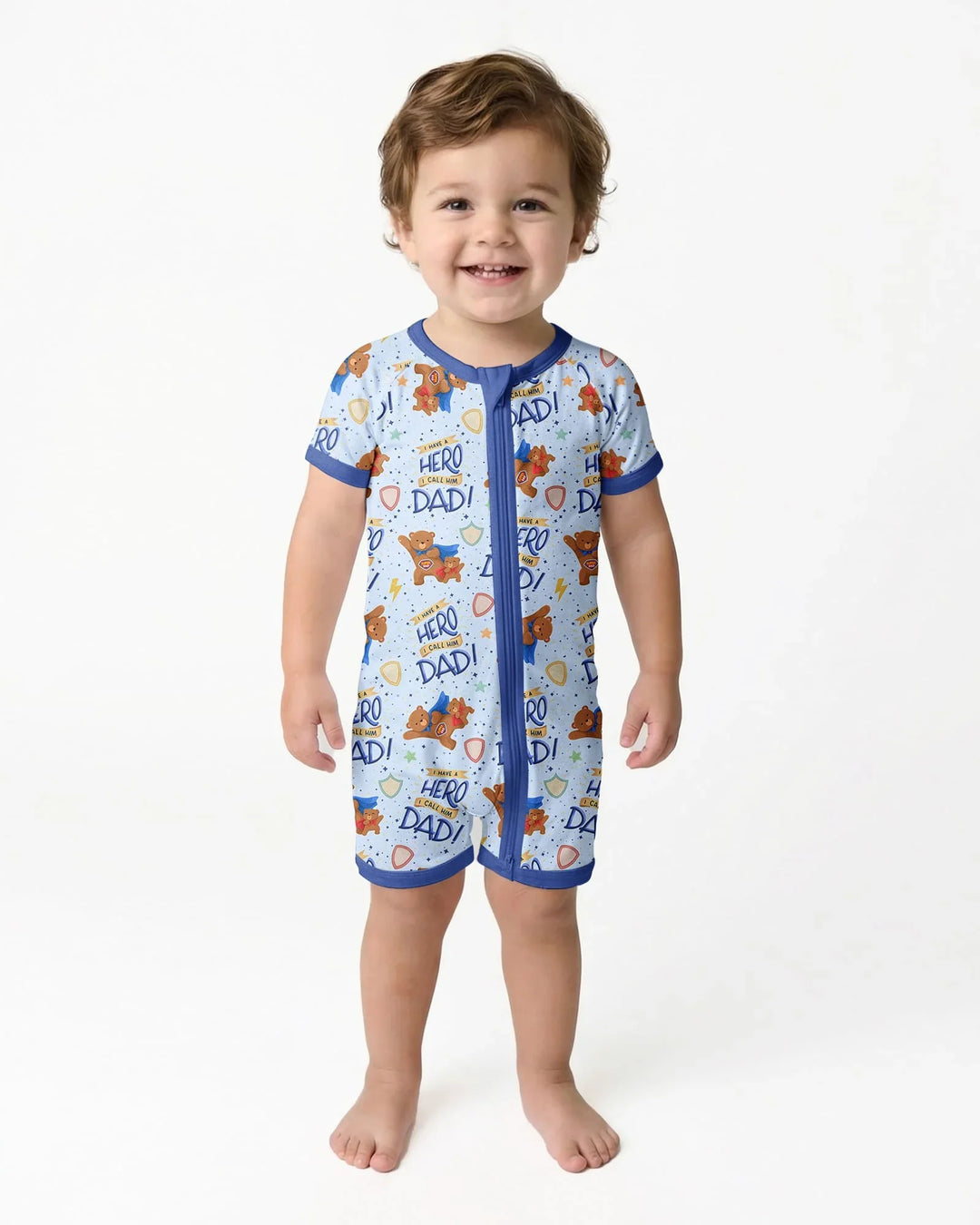 I Have A Hero Daddy & Me Matching Bamboo Shorty Zippy