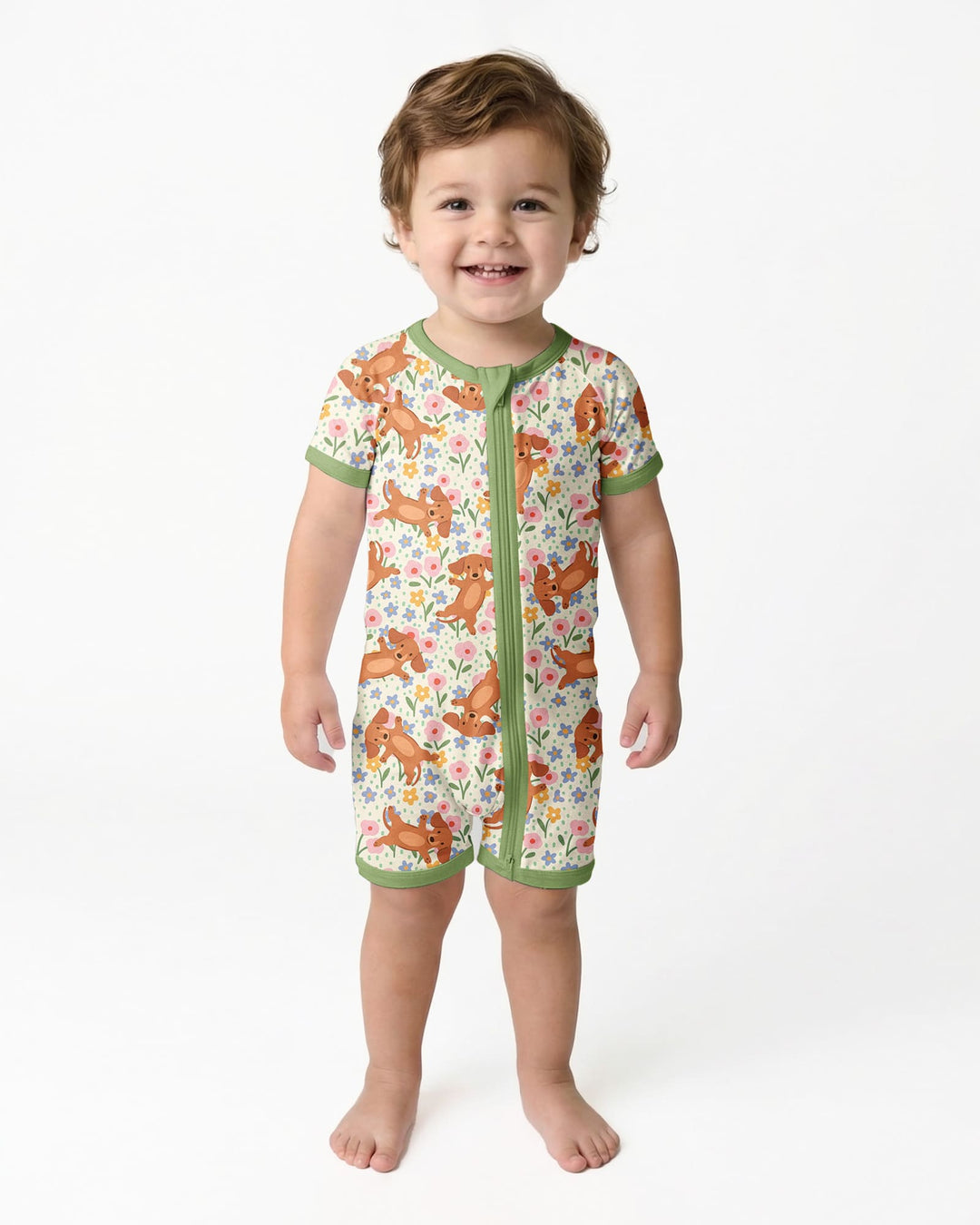Dachshund Blooms Family Matching Bamboo Shorty Zippy