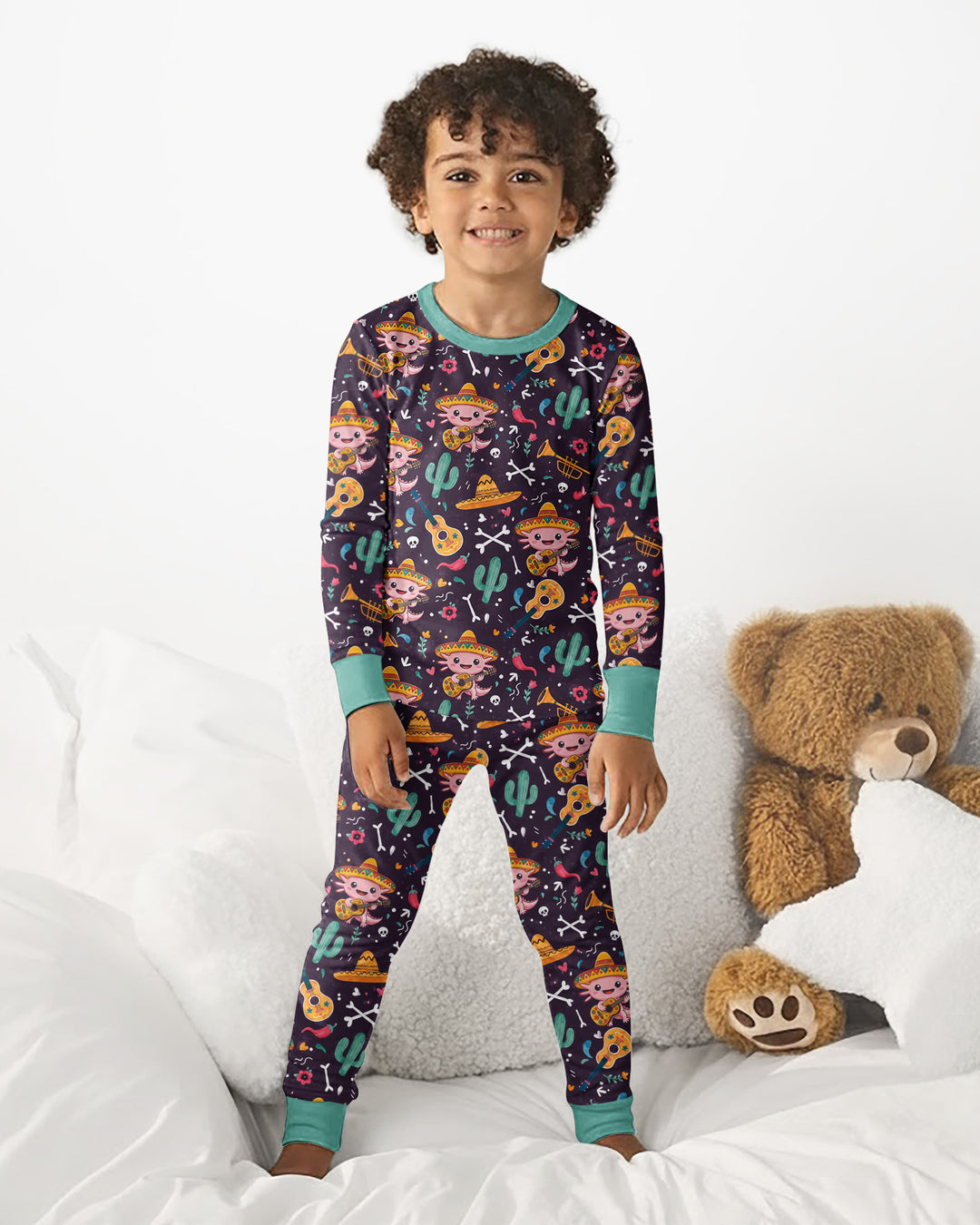 Axolotl Fiesta Bamboo Two Piece Long Sleeve Pajama Set