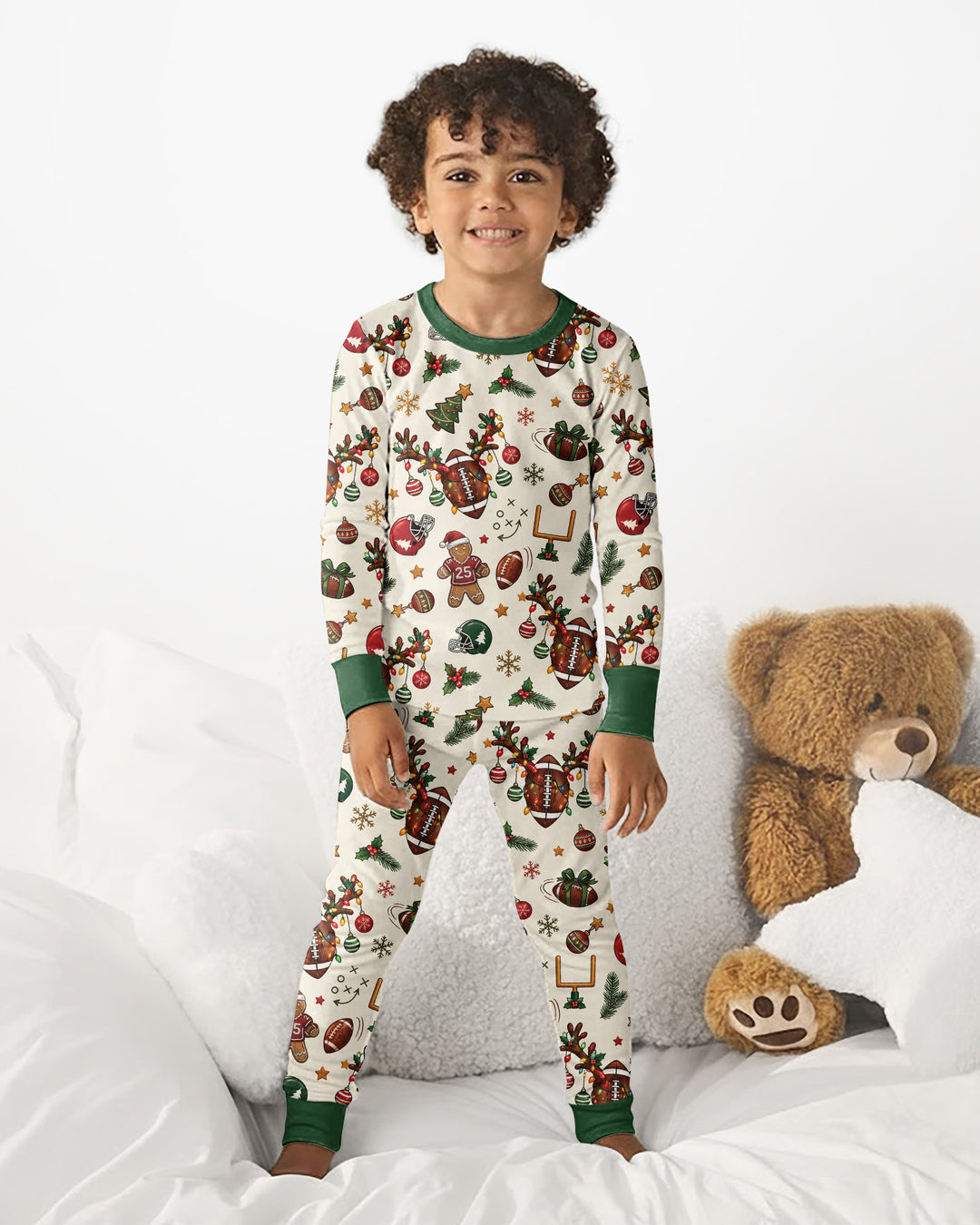 Football Christmas Merry Kickmas Bamboo Two Piece Long Sleeve Pajama Set