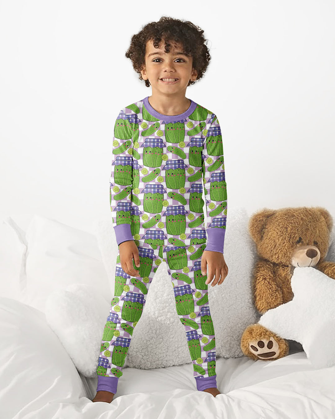 Kawaii Pickle Jar Bamboo Two Piece Long Sleeve Pajama Set