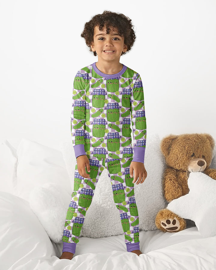 Kawaii Pickle Jar Bamboo Two Piece Long Sleeve Pajama Set