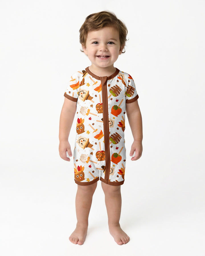 Fall Caramel Apple Family Matching Bamboo Shorty Zippy