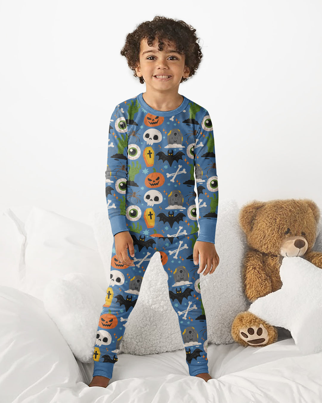 Little Monsters Bamboo Two Piece Long Sleeve Pyjamas Set For Halloween