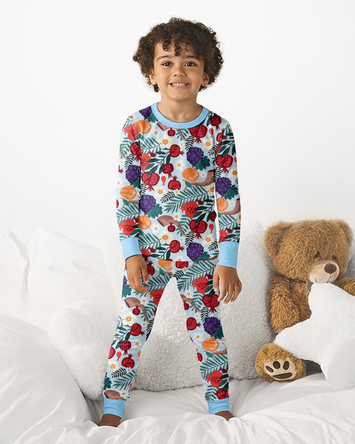 Pomegranate Blessings Night Family Matching Bamboo Two Piece Long Sleeve Pajama Set