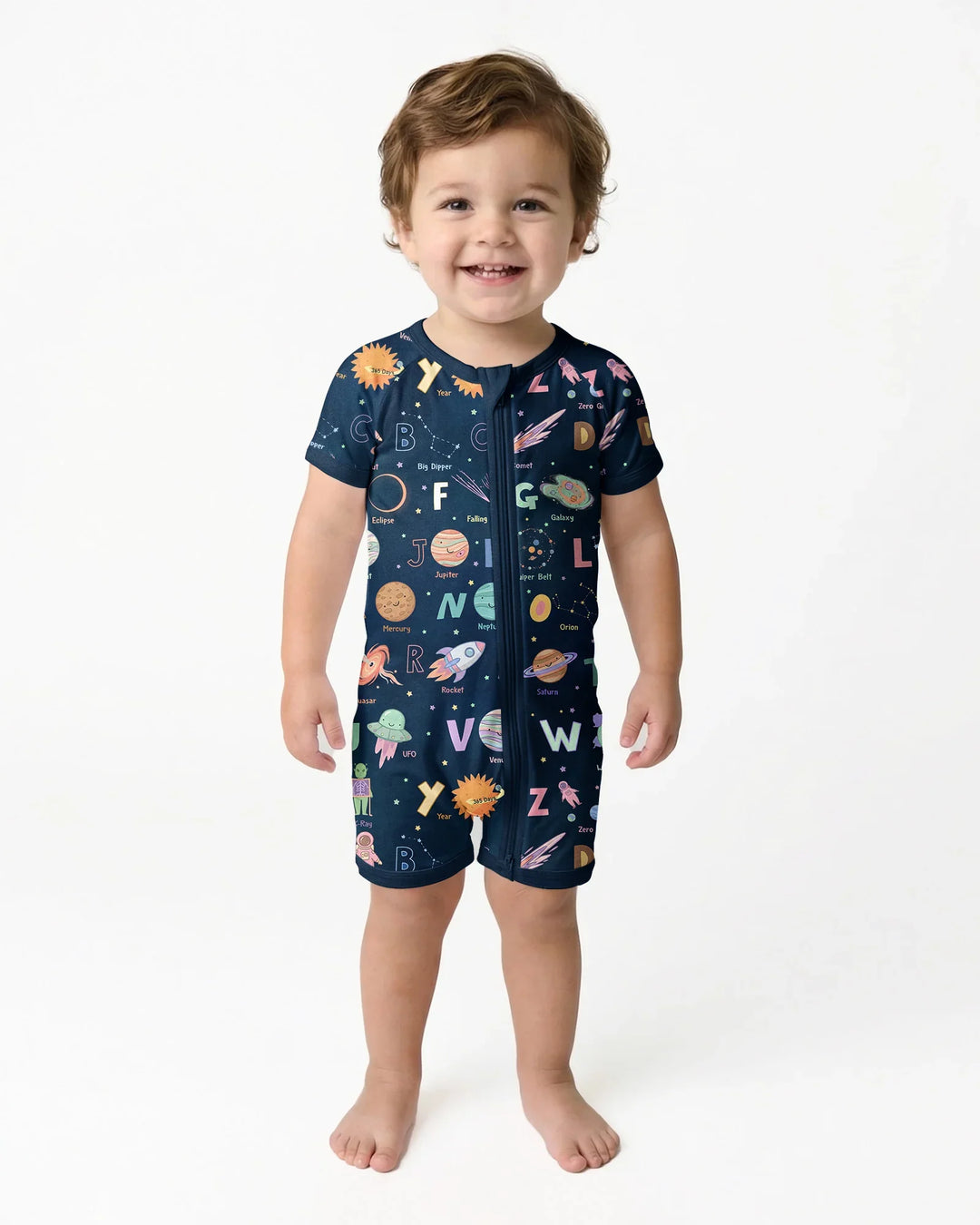 Space Alphabet Bamboo Shorty Zippy