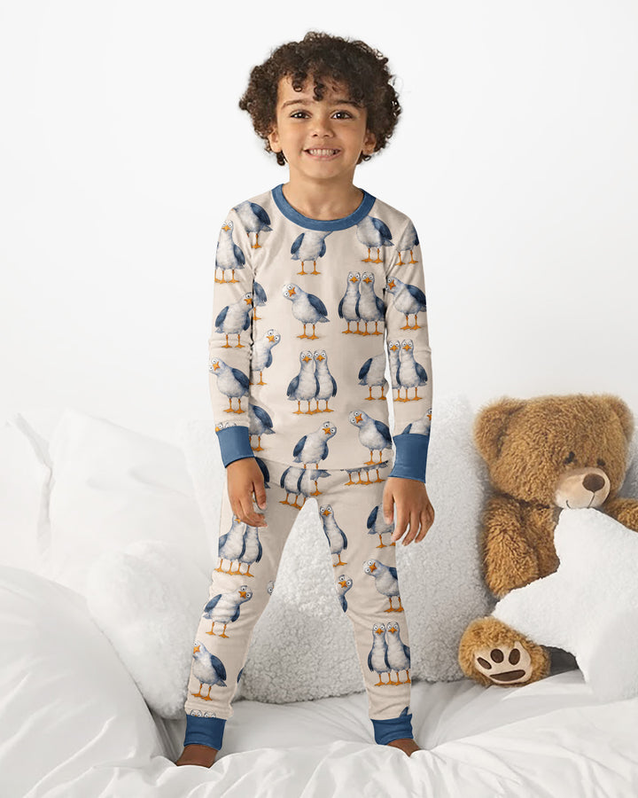 Goofy Seagulls Bamboo Two Piece Long Sleeve Pajama Set