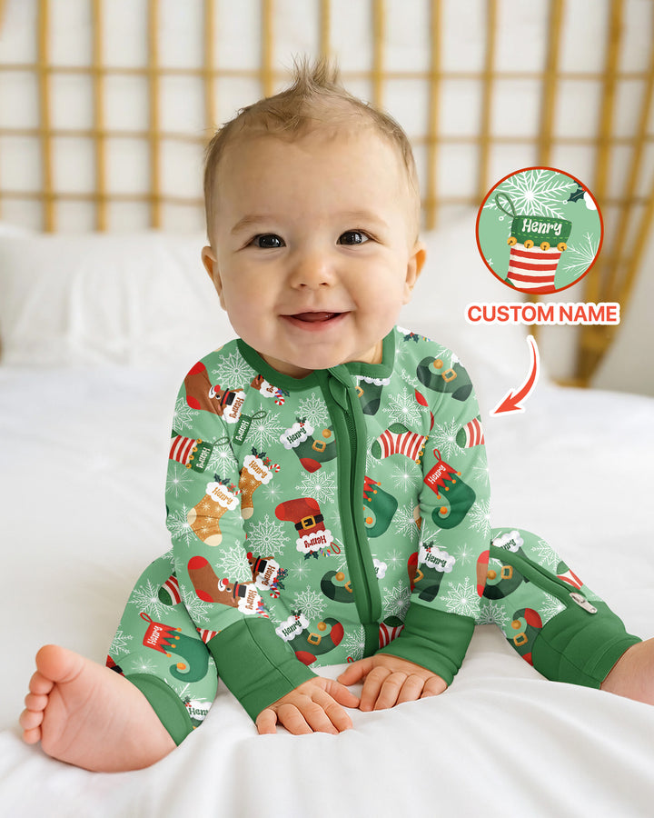 Personalize Christmas Crew Family Matching  Bamboo Convertible Zippy