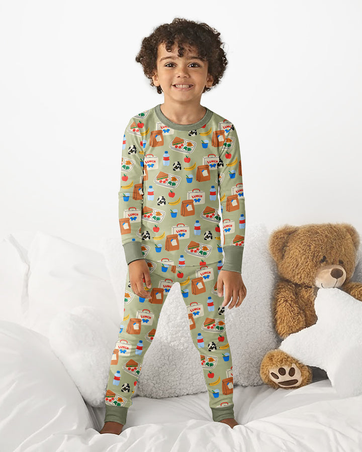 Happy School Lunch Bamboo Two Piece Long Sleeve Pajama Set