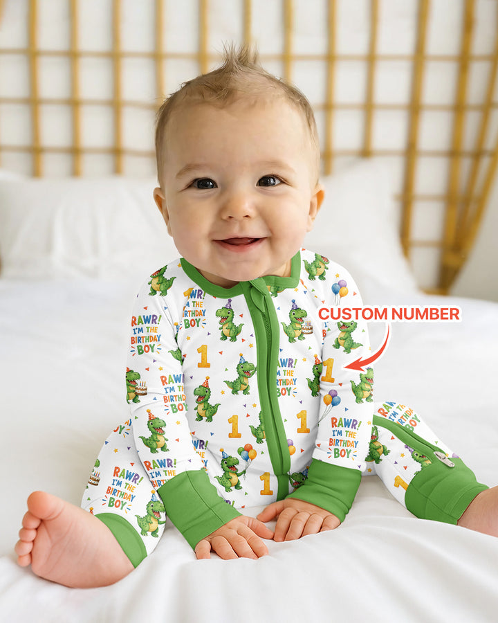 Personalized Dinosaur Birthday Boy Bamboo Convertible Zippy
