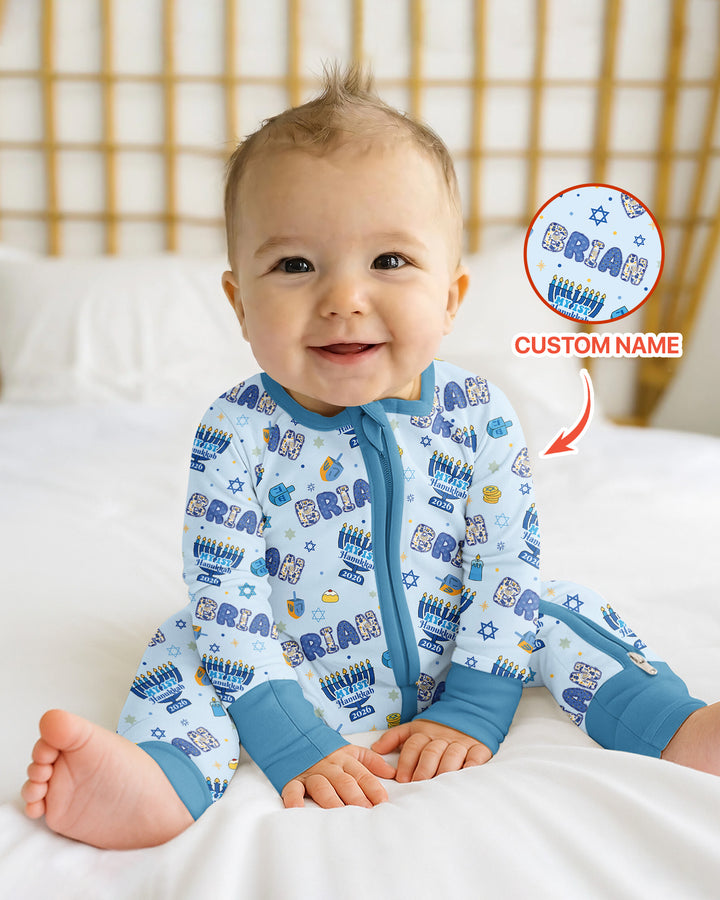 Custom name My First Hanukkah 2026 Bamboo Convertible Zippy