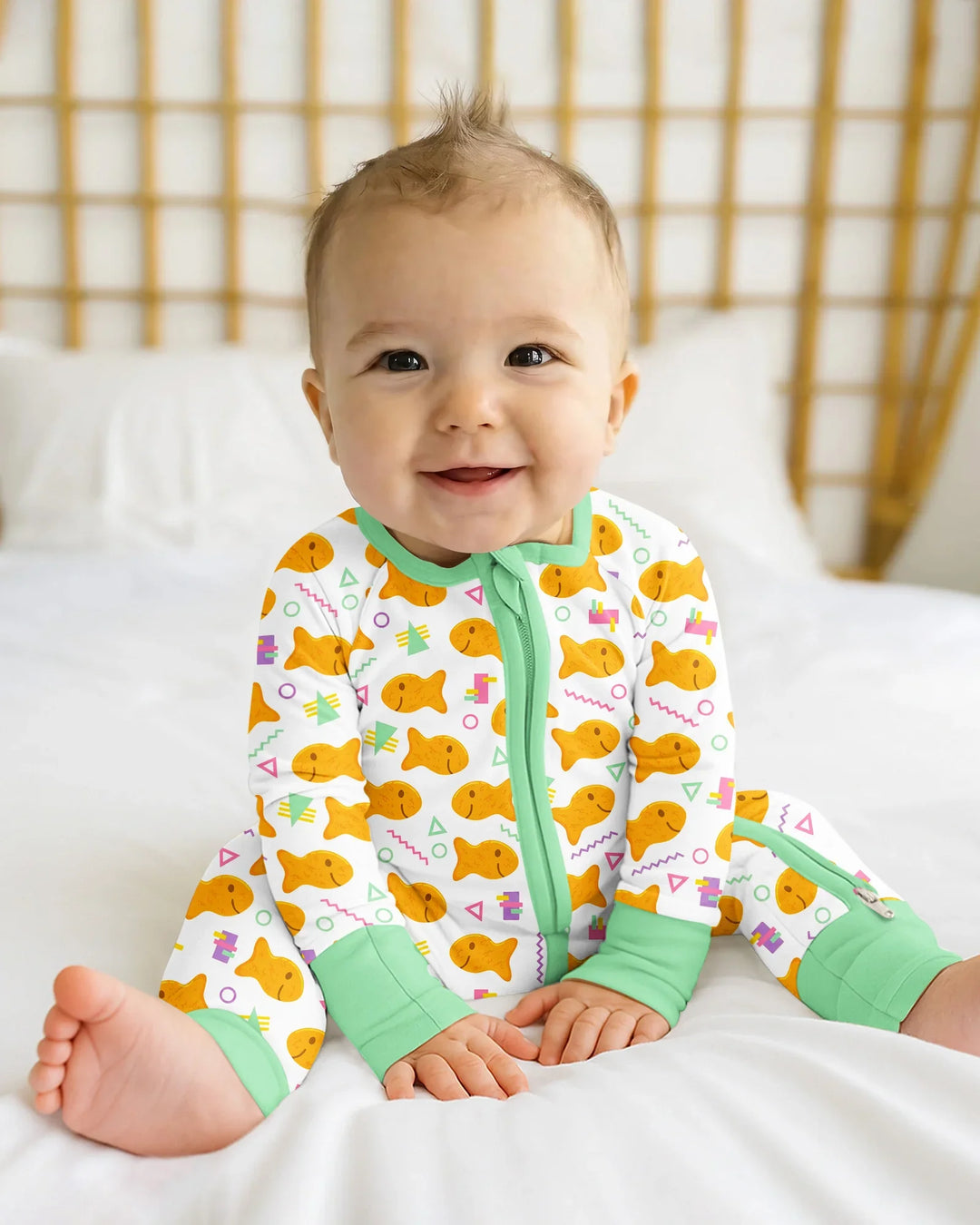 Cheesy Fishies Family Matching Bamboo Convertible Zippy