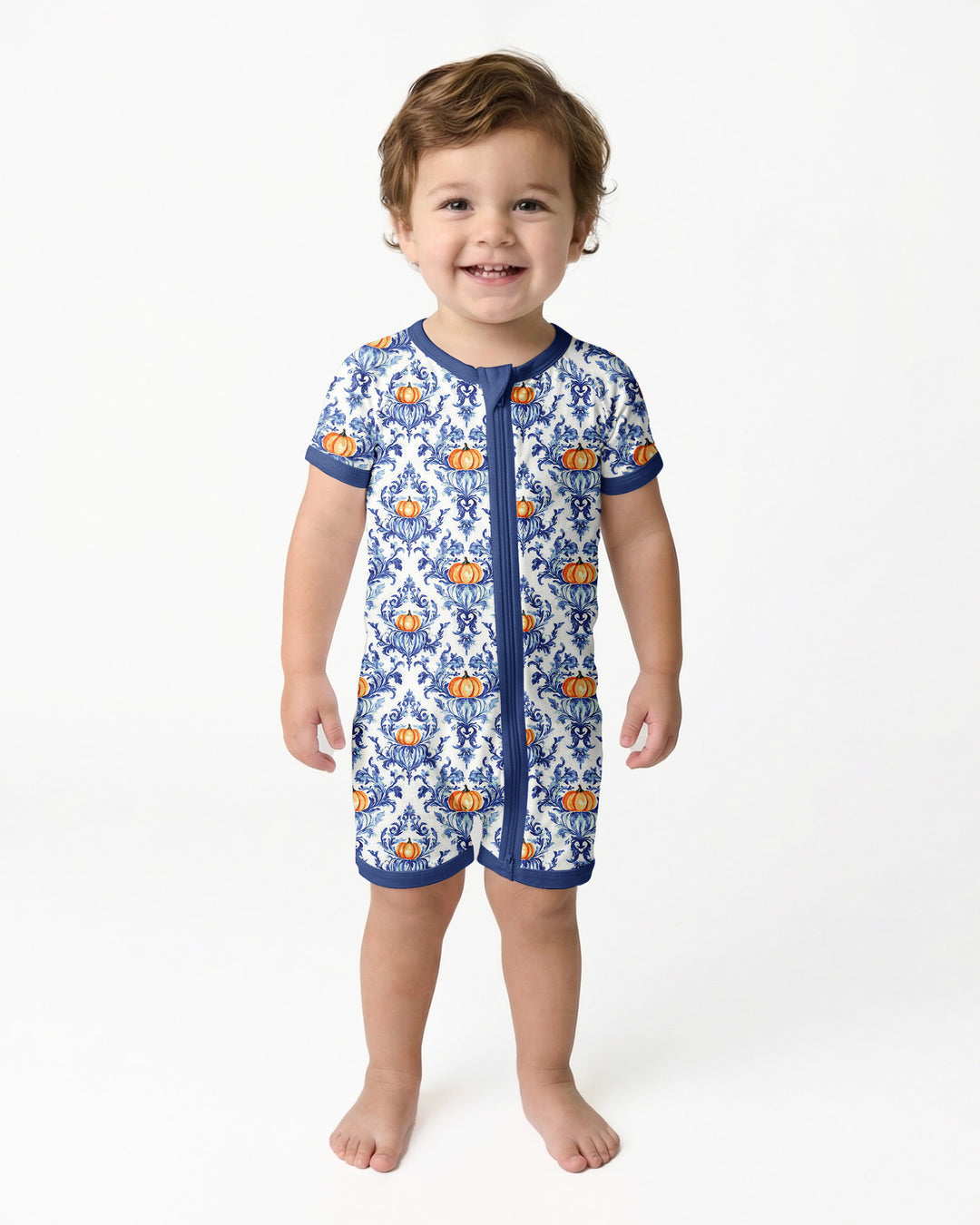 Pumpkin Toile Family Matching Bamboo Shorty Zippy