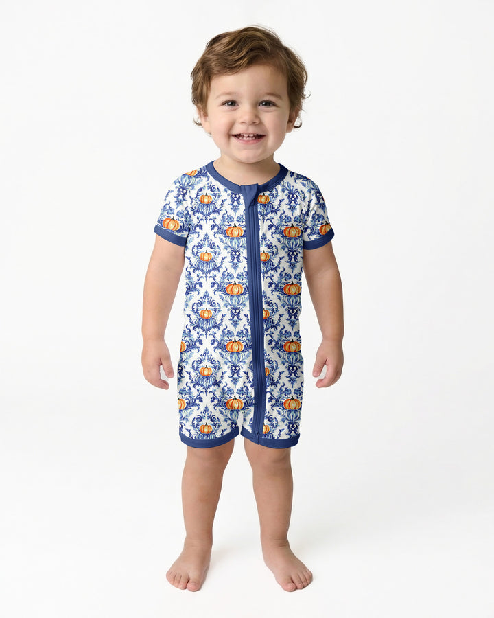 Pumpkin Toile Family Matching Bamboo Shorty Zippy