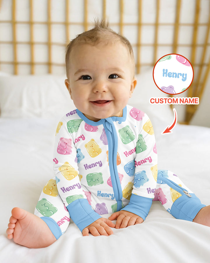 Kawaii Jelly Gummy Bears Custom Name Bamboo Convertible Zippy