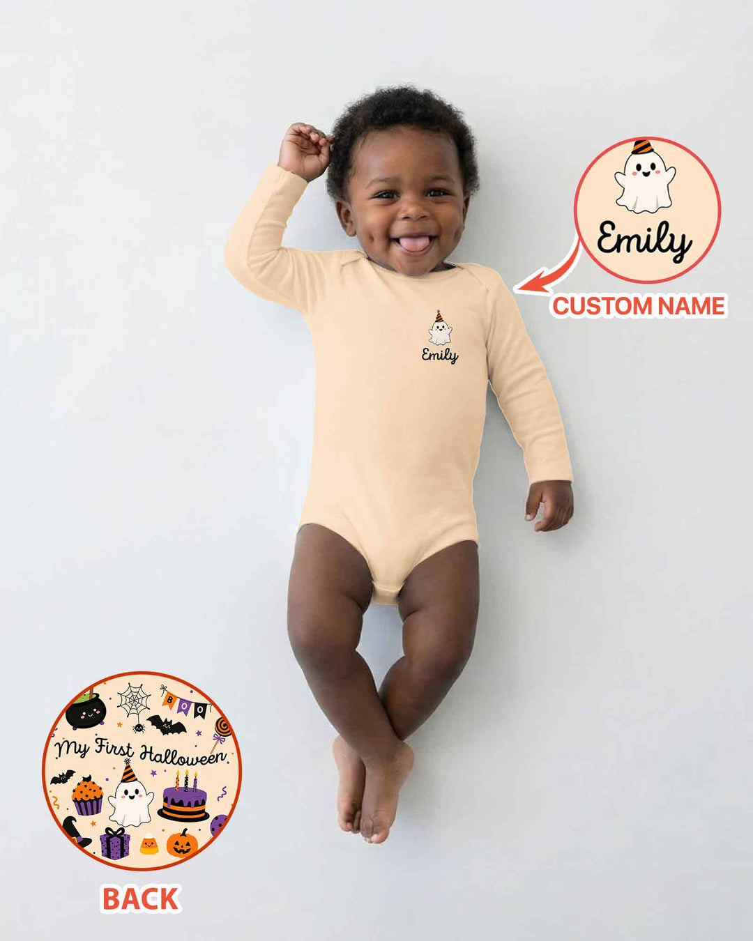 Personalized Baby Boo Ghost Pumpkin My First Halloween Bamboo Bodysuit