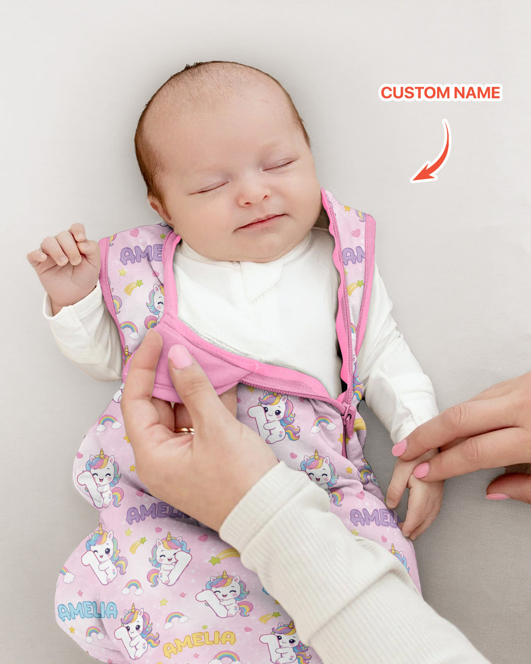 Custom Name Kawaii Unicorn Birthday Bamboo Sleep Bag