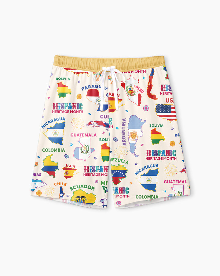 Hispanic Heritage Month Country Flags Bamboo Men Short Sleeve Short Pajama Set