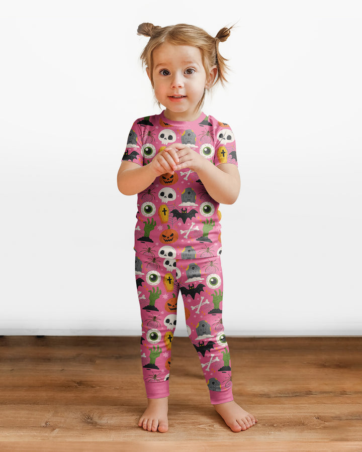 Little Monsters Bamboo Two Piece Short Sleeve Pyjamas Set For Haloween