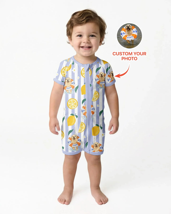 Custom Image Summer Lemon Bamboo Shorty Zippy