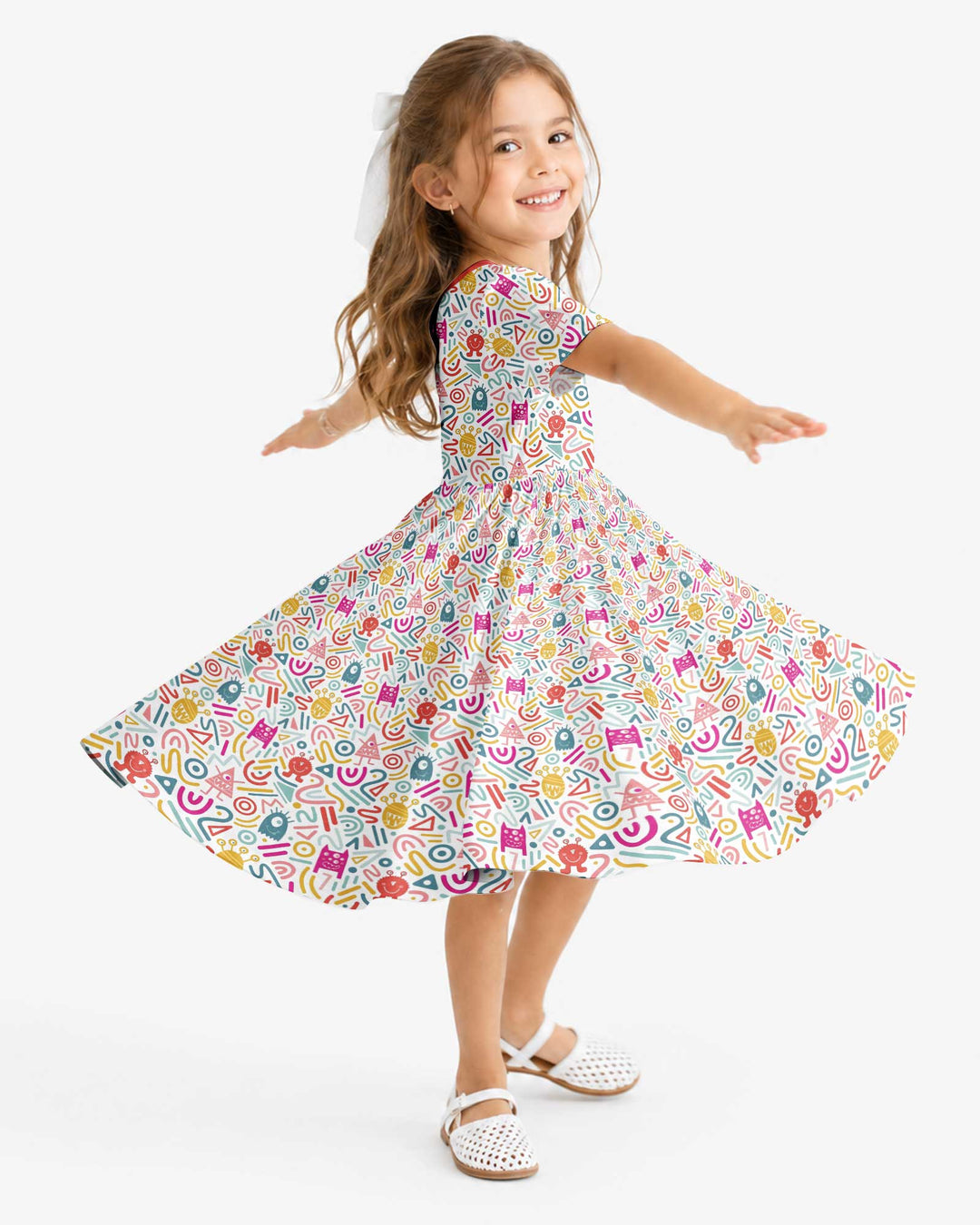Rainbow Monster Party Bamboo Twirl Dress