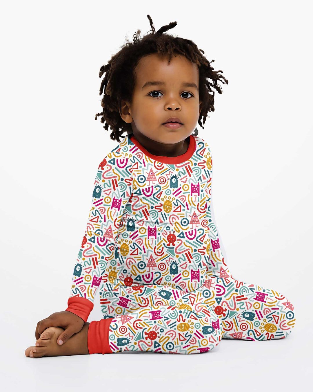Rainbow Monster Party Bamboo Two Piece Long Sleeve Pajama Set