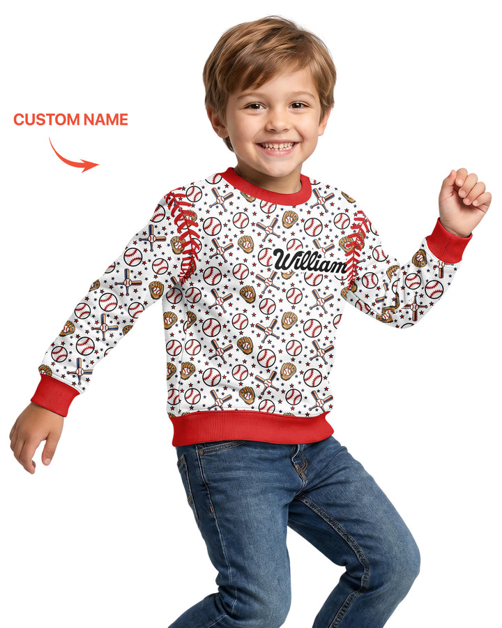 All-Star Baseball Custom Name Bamboo Crewneck Sweatshirt