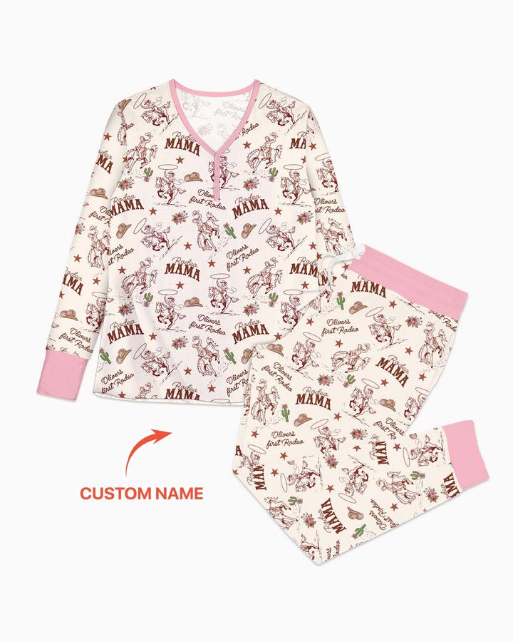 Custom Name First Rodeo Family Matching Bamboo Women Pajama Set