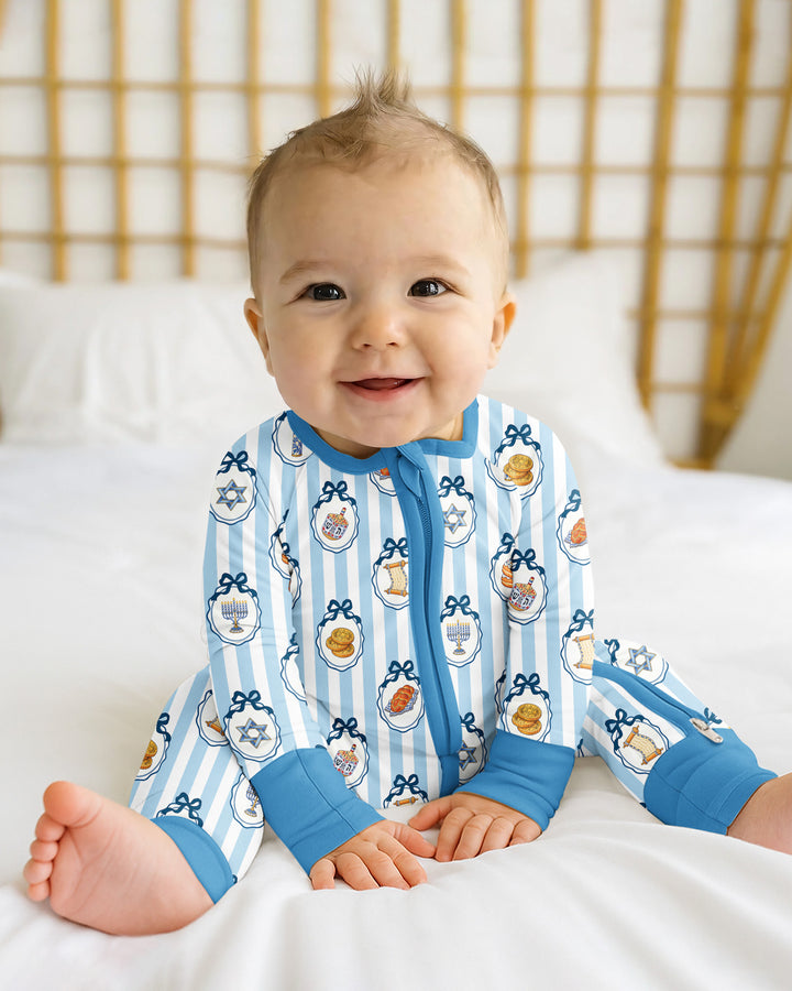 Blue White Jewish Holiday Bamboo Convertible Zippy