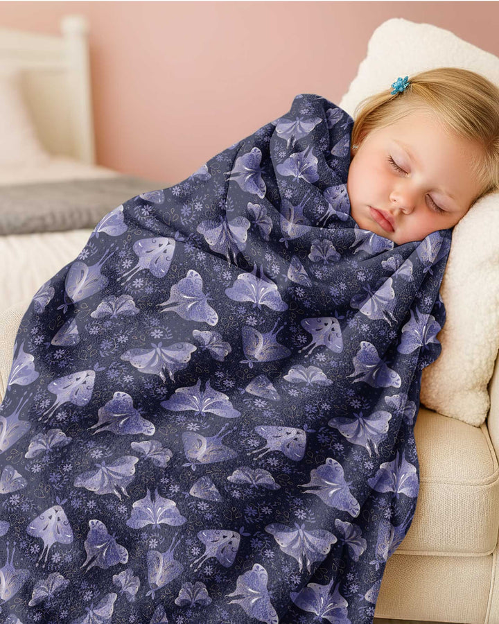 Very Peri Moths Bamboo Blanket