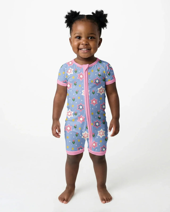Starry Bloom Blessings Family Matching Bamboo Shorty Zippy